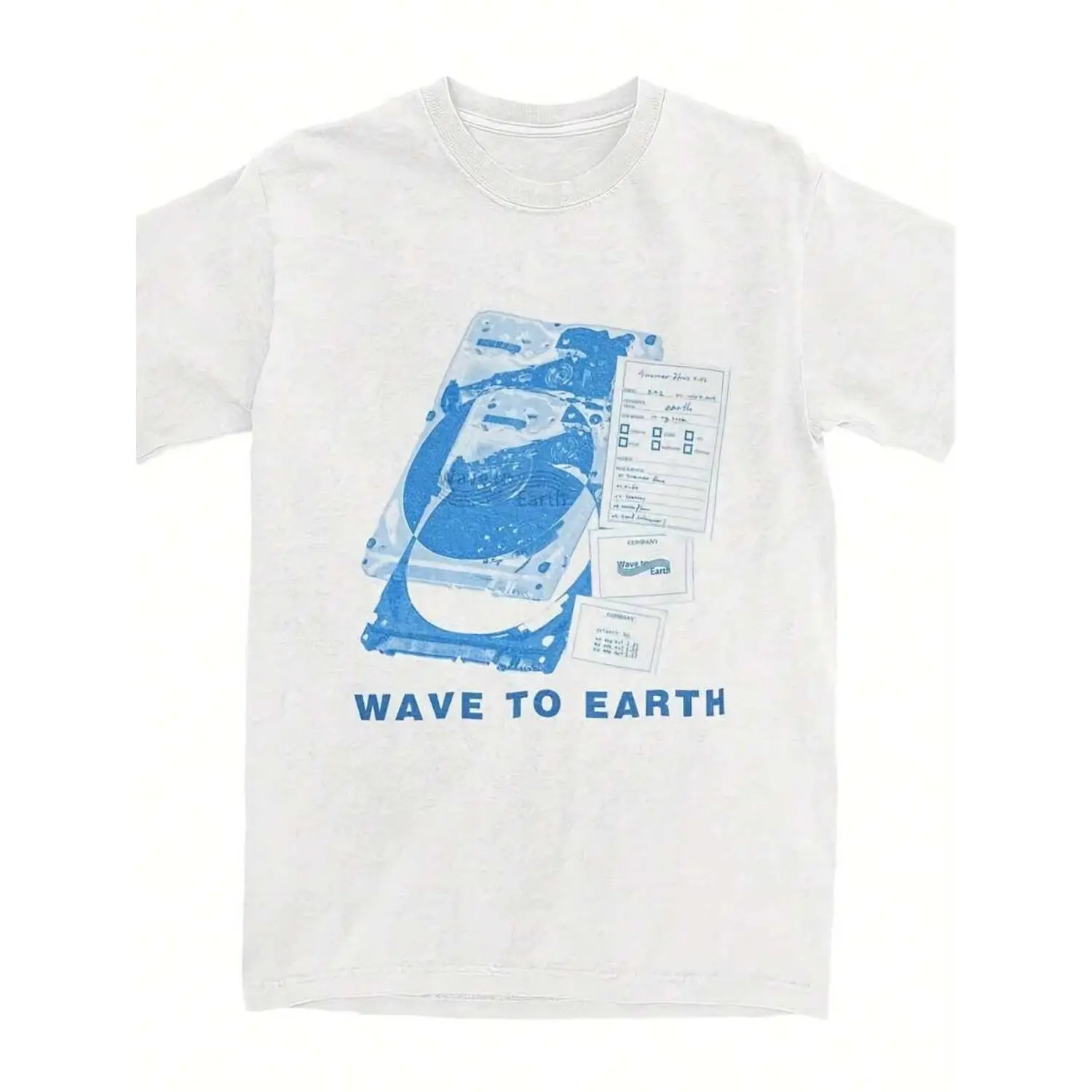 Men's Wave To Earth Summer Flows Korean Band Streetwear Short-Sleeve Casual Cotton Vintage T-Shirt, Menswear Top, Plus Size