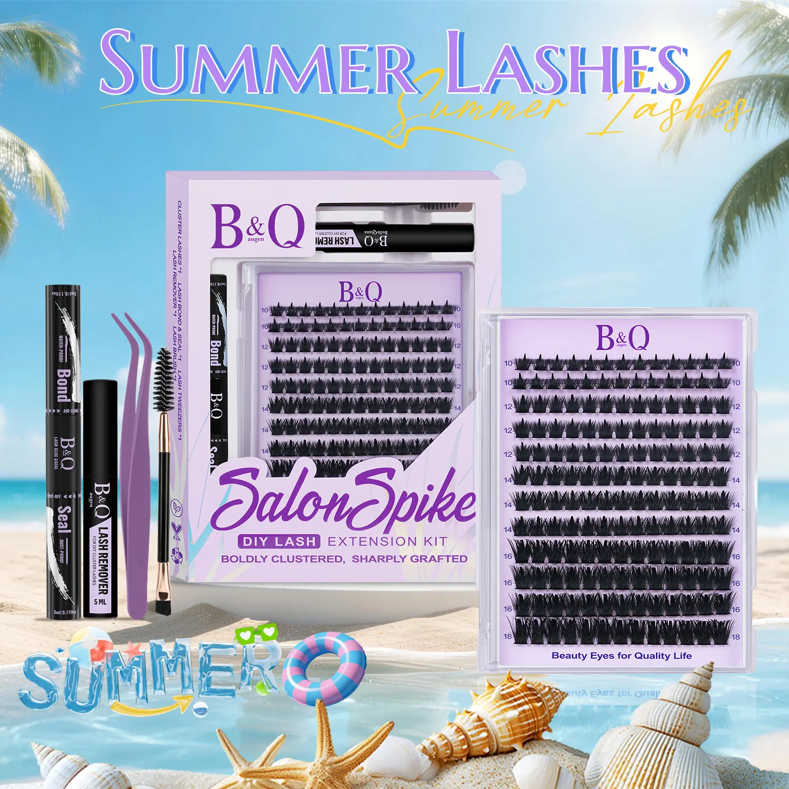 SalonSpike 200D Kit l B&Q Evil Lash,Dramatic Soft Spike Manga Thick Volume Individual Clusters,D-Curl, DIY Eyelashes Extension,Waterproof Sleep proof,Long Lasting,Salon Full Fake Lashes, Makeup Cosmetic Lash Stacking Vacation Lash#dealsforyoudays outdoor