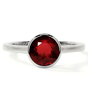 Bezel Set Round Ruby Solitaire Ring (1.05cts.)- RRB002-6X6-AAA