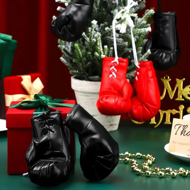 1Set Mini Boxing Gloves Are Used for Car Mirrors Boxing Party Gifts Christmas Decorations Pendants Car Accessories and Keychains