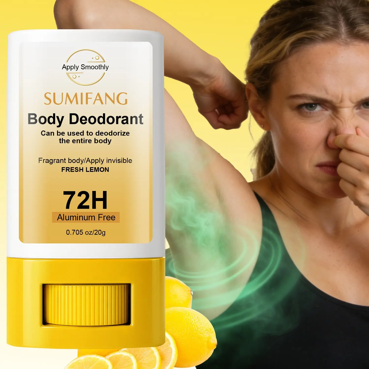 Lemon Scented Body Deodorant Balm, Underarm Product, All Body Deodorant, Natural Deodorant, Aluminum-Free Formula, Smooth Application, No Residue, Fresh Feel, Invisible and Non-Greasy, Odor Removal Expert, Effective Deodorizer, Body Odor Remover