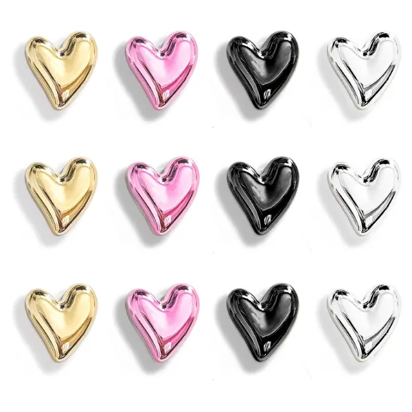 12PCS Fridge Magnets Mix 4 Colors Heart Refrigerator Magnet Set | Gold Silver Black Pink ful Decorative Love Heart Magnetic for Home Kitchen Fridge Door Office Whiteboard Decor