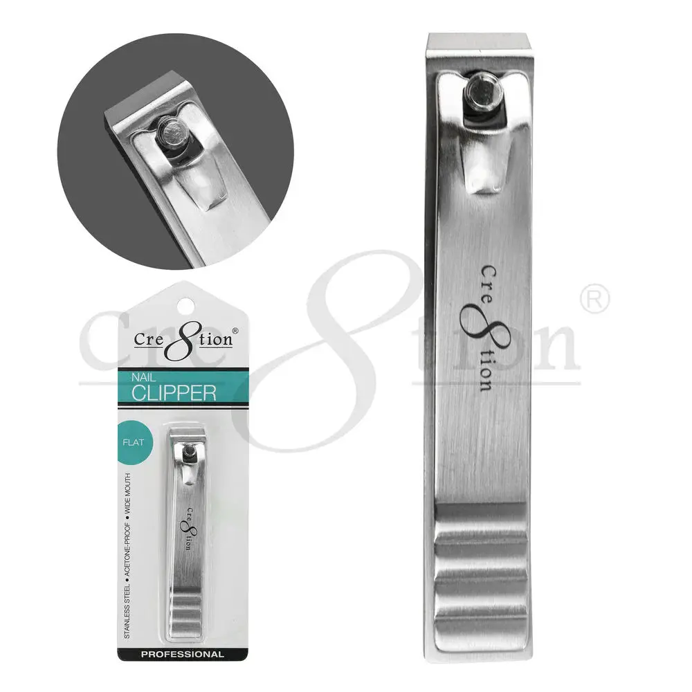 Cre8tion Stainless Steel Straight Flat Mouth Nail Clippers - High Quality, Basic Unisex Manicure & Nail Care Tool for Precise Trimming
