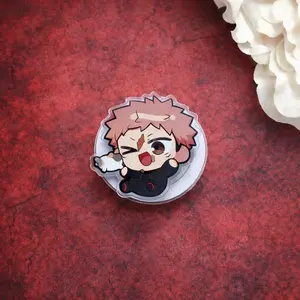 Anime Yuji Chibi Inspired Itadori MagSafe Phone Grip: Cute Kawaii Jujutsu Magnetic Phone Holder, Otaku Gift Kaisen, Phone or Kindle Popgrip