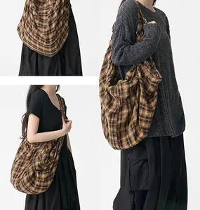 Oversized Canvas Tote Bag for Women Checkered Convertible Shoulder Backpack  Large Capacity Casual Weekender Travel Shopper