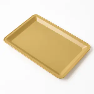 Elegant Gold Rectangle Plastic Serving Tray - 9" x 14.25"