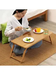 Bamboo Lap Desk With 4 Adjustable Gears, Bed Table Tray For Laptop With Tilting Top, Adjustable Laptop Bed Tray Table For Sofa Floor, Ideal For Eating Writing Working Home  Bamboo Laptop Tray - Height & Angle Adjustable Fold