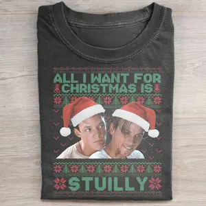 Vintage All I Want For Christmas is Stuilly Graphic Tee - Scream Movie Shirt  - Funny Christmas Christmas Shirt - Santa Claus - Cute Ugly Sweater - Billy and Stu Shirt - Ghostface Shirt - Cute Xmas Shirt - Christmas Gifts - Holiday Humor Shirt