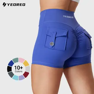 YEOREO CoreFlex Women High Waist Biker Shorts with Pockets Contour Seam Athletic Workout Shorts