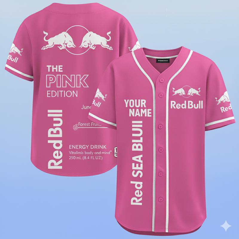 Redbull Baseball Jersey Unisex Button Up Top for fan, Drink Energy Jersey Unique Gift Unisex, Perfect for Parties Festivals