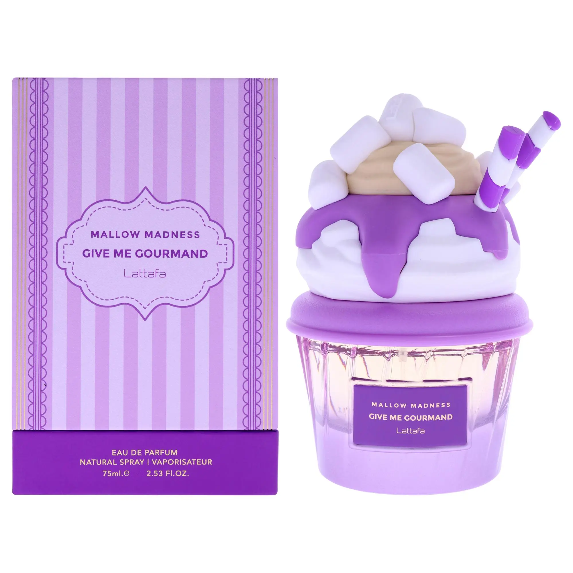Lattafa Give Me Gourmand Mallow Madness Eau De Parfum for Women — Strawberry, Raspberry, Marshmallow, 2.5 oz (75 ml) | freesia, strawberry perfume, whipped cream, raspberry perfume, vanilla, strawberry raspberry, raspberry marshmallow, marshmallow freesia