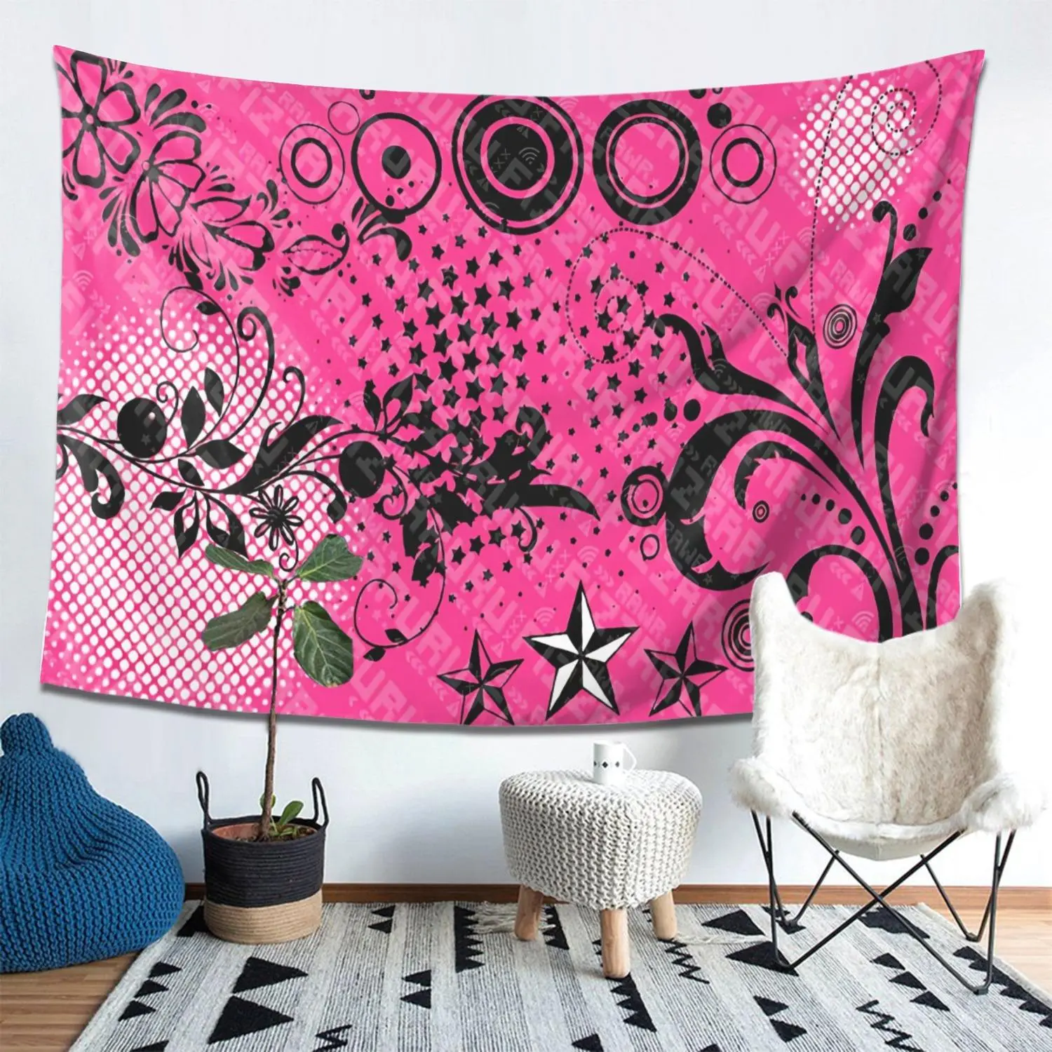 1pc Frutiger Metro Geometric Tapestry Wall Hanging, Retro Futuristic Polyester Artwork Tapestry for Bedroom, Indoor Home Aesthetic Decor, Room Art Home Supplies, Artwork Tapestries