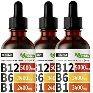 3 Bottles Acentiallabs Vitamin B12 & B6 Liquid Drops | Sublingual B-Complex 5000mcg Methylcobalamin | Raspberry Flavor, Supports Energy, Brain & Heart Health, 2 fl oz