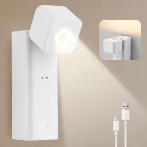 Rechargeable Wall Light 4000mAh Battery Operated, Dual-Light Dimmable LED Bedside Reading Lamp with Hand Wave Sensor, Adjustable Angle Cordless Wall Sconce for Bedroom Living Room