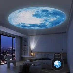 Blue Moon Globe Projector, 360° Rotatable Adjustable LED Light, Lunar Atmosphere Projection Lamp, Night Light for Home Bedside, Bedroom, Living Room, Gifts, Room Decor, Photo Backdrop, Ceiling Wall Decoration with Lights, Powered by Cab