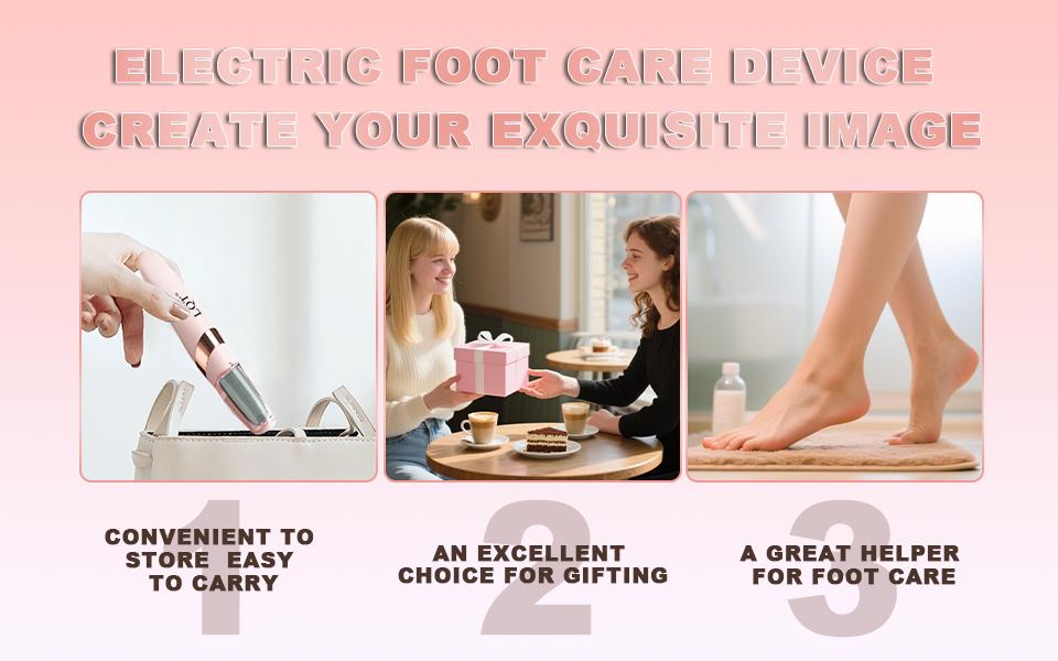 LQT Electric Foot File – Rechargeable Callus Remover for Hard, Cracked Skin – At-Home Pedicure Kit for Smooth Feet (Men & Women) (Pink) Manicure Manicure Nail Nail Care Cutics Nail Art