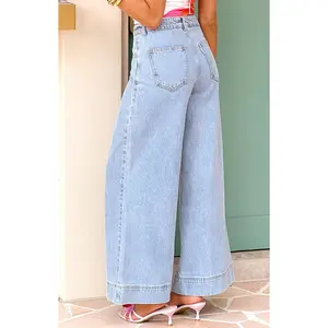 Khali Light Wash Denim Wide Leg Jeans