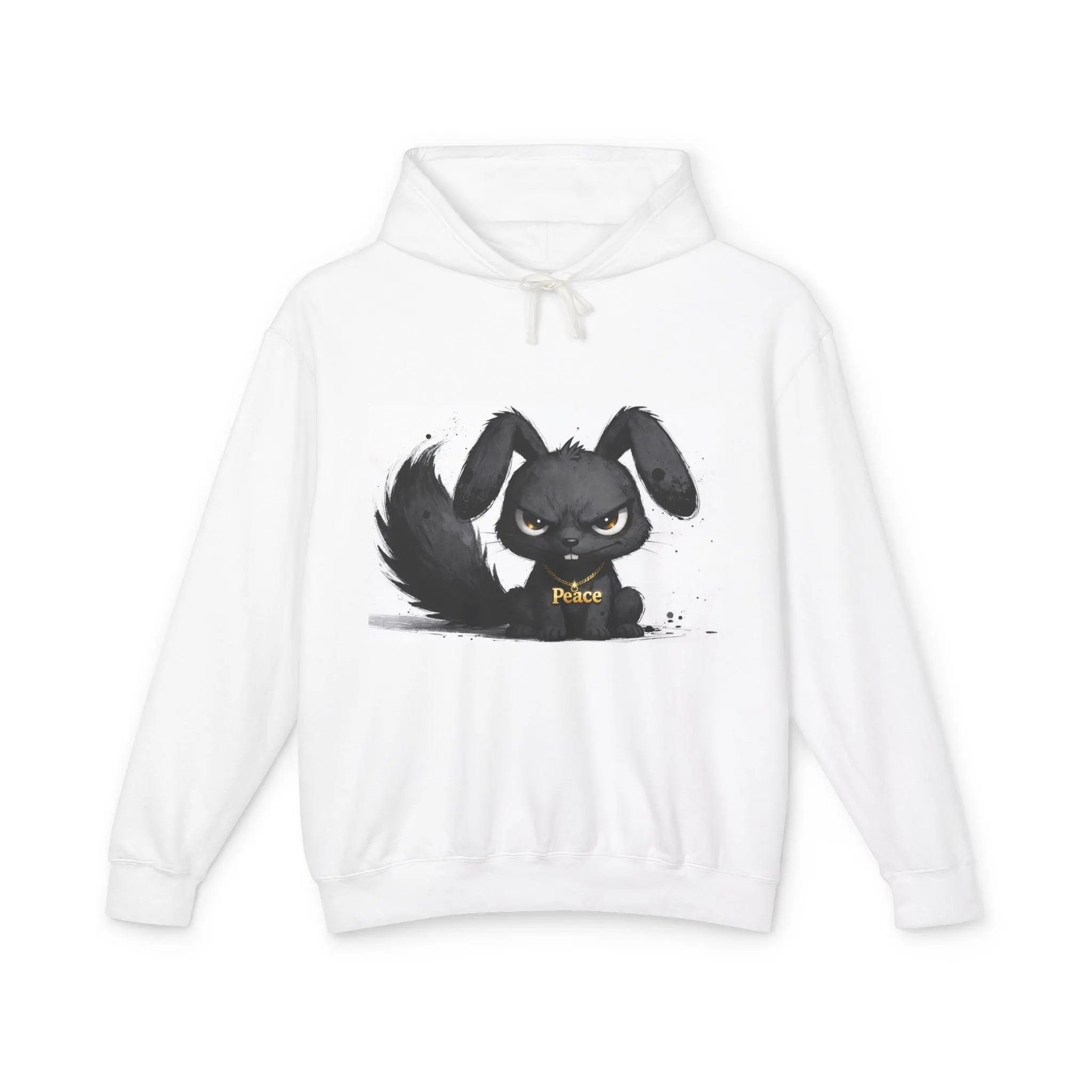 "Grumpy" Fluffy Rabbit Hoodie — Cute Dark Bunny Graphic Sweatshirt By Shawn W. David