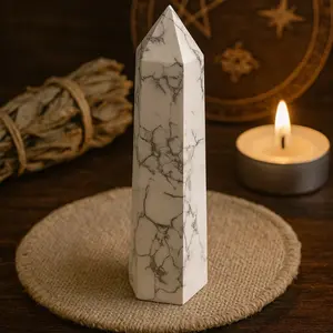 Natural Howlite Tower – Calming Crystal for Stress Relief & Sleep