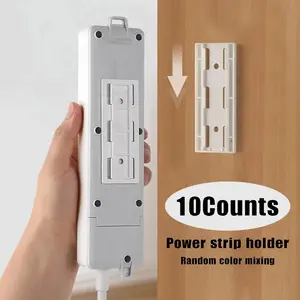 10Pcs Self Adhesive Power Strip Wall Mount Brackets | Punch-Free Socket Fixer for Kitchen/Office | Holds Surge Protectors