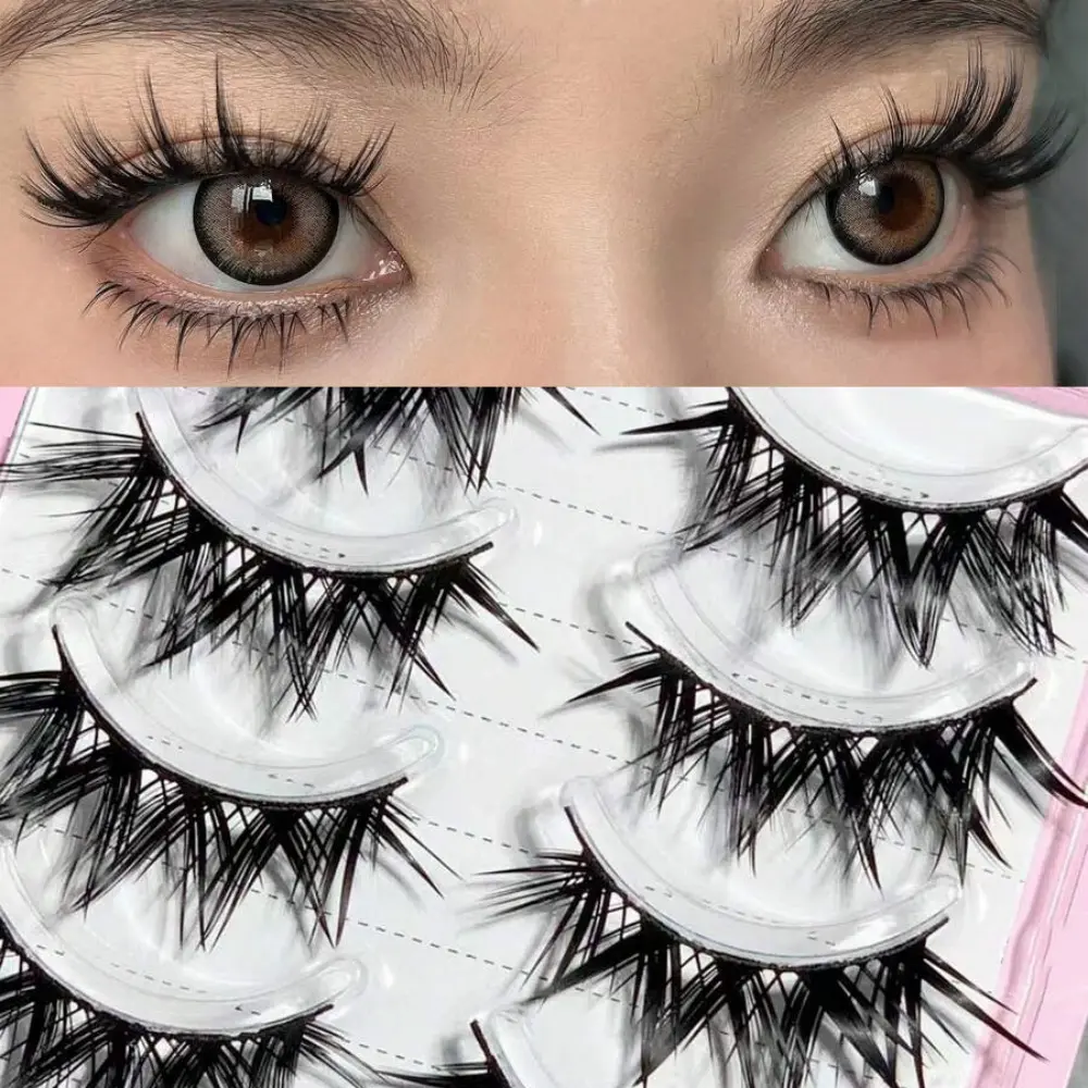 5-Pair Cartoon Fox Eye Makeup False Eyelashes: Super Soft and Fine, Naturally Curled with Length, Hypoallergenic and Lightweight, Enhances Eye Effect, Suitable for Daily Wear and Makeup, Reusable Strip False Eyelashes, DIY False Eyelashes