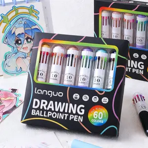 60 Colour Ten Colour Ballpoint Pen Set Dopamine Colour Theme Minimalist Style DIY Highlighting Journal Drawing Ballpoint Pens Journals