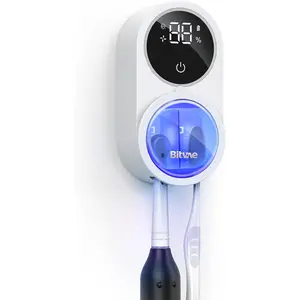 Bitvae Toothbrush Cleaner & Toothbrush Holder, Cleaning and Air Drying, LED Smart Screen, Rechargeable Wall Mount Toothbrush Holder for Bathrooms