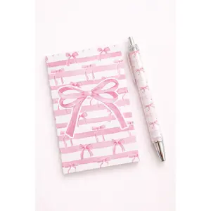 Mini Bow Notebook - Pink & White (5x3)