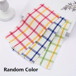 10-Pack Large Checkered Cleaning Cloths, Random Colors, Absorbent Durable Polyester Kitchen Towels for Multiple Uses