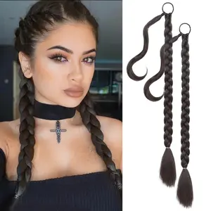 DIY Braid Ponytail Hair Extensions 2 Pack Long Straight Wrap Around Soft Synthetic Natural Look for Women American Style Daily Wear Fashionable Pieces