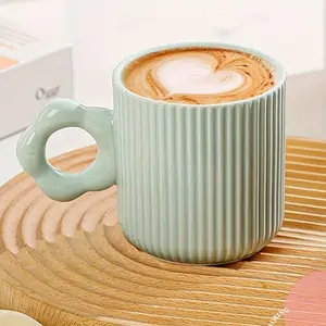 Striped Pattern Ceramic Mug, Large Capacity Coffee Breakfast Cup, Drinking Cup for Home Office Use, Gift for Friend & Family, Drinkware