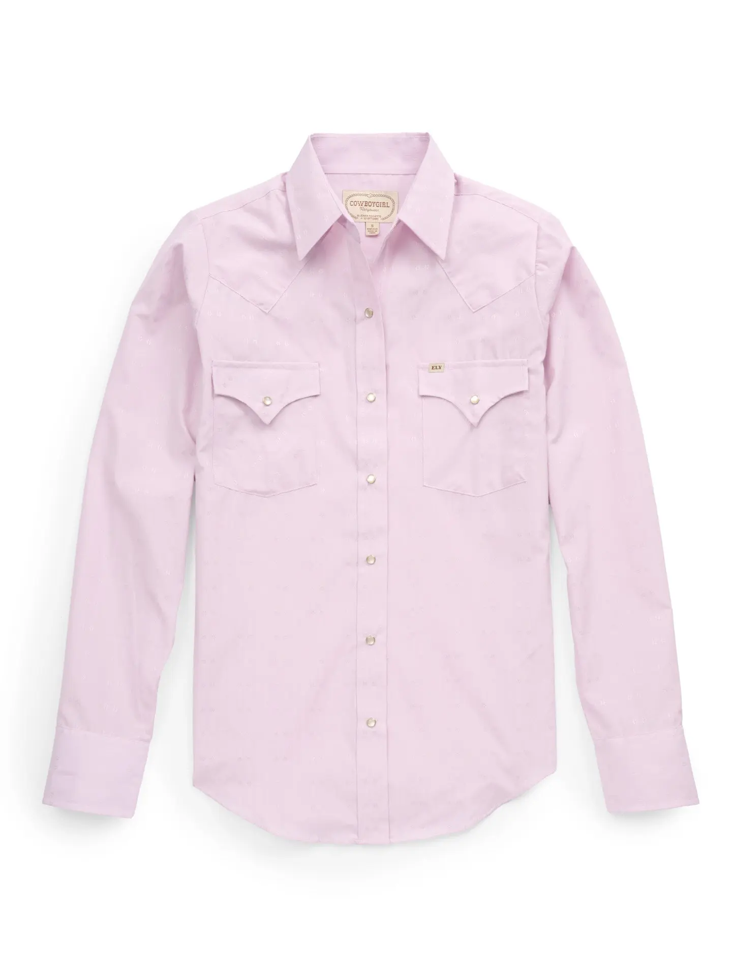 Women's Prairie Pink Western Cowgirl Snap Shirt, Tonal Dobby Polyester Cotton Blend with Pearl Snaps and Flap Pockets, Pocket, Hole, Blouse, Long, Sleeve, Fabric, Western Clothes, Button-Up Shirt