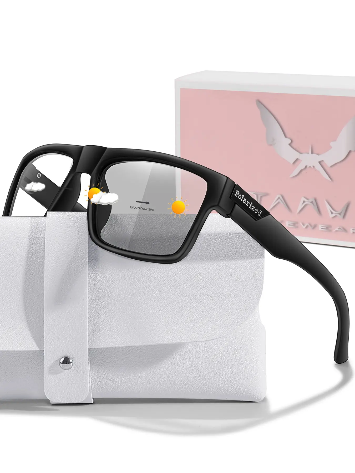Fashion Light-Activated Color-Changing Glasses, Includes Case + Gift Packaging, Unisex Design for Outdoor Sports, Driving, Fishing, Cycling, Running, Sports Eyewear, Photochromic Cycling Glasses, Outdoor Sports Gear, Bike Glasses