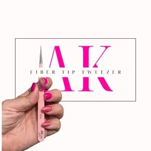 AKLuxe Precision Fiber Tip Isolating Straight Tweezers Pink P-01 Stainless Steel Flawless Lash Artist Tool Makeup Aesthetic Lightweight Dual-Purpose Matte Finish