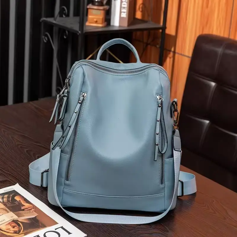 Genuine Leather Brand Backpack For Women 2026 New Fashion Travel Bagpack High Quality School Bags Casual Lides Shoulder Bag Sac