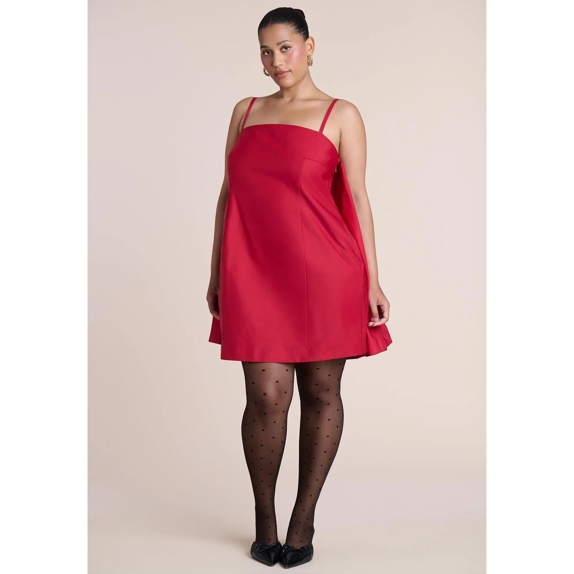 ELOQUII Women's Plus Size Cape Detail Taffeta Mini Dress