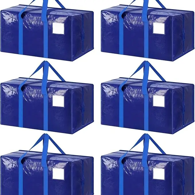 DXZ 6-Pack Synthetic Unisex Reusable Storage Bags - Solid Extra Large Portable Organisers, Heavy Duty Waterproof, Foldable with Handles, Zipper Closure, Space Saving for Travel Sorting