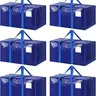 DXZ 6-Pack Synthetic Unisex Reusable Storage Bags - Solid Extra Large Portable Organisers, Heavy Duty Waterproof, Foldable with Handles, Zipper Closure, Space Saving for Travel Sorting
