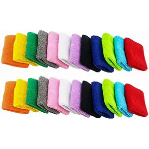 12 Pairs Cotton Sweat Sports Sweatband Basketball Wristband (12 Pairs)