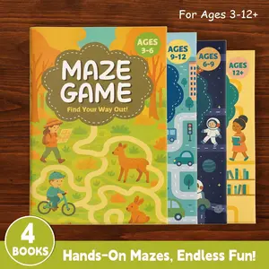 Maze Challenge Book for Concentration Training, Fun Path-Tracing Puzzles that Improve Planning and Logical Thinking, Great for Stress Relief and Mind Refresh, Perfect for Quiet Time Anywhere