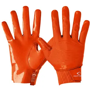 Cutters Rev Pro 5.0 Orange Football Receiver Gloves - Air C-TACK Grip, Lightweight Design, All-Weather Performance, Machine Washable - Football Equipment