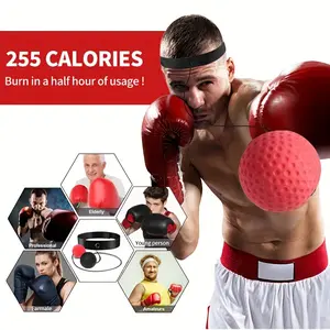 Boxing Reaction Ball with Headband, Boxing Training Equipment, Boxing Training Gear, Single Difficulty Level, Ideal for Reaction Ability, Agility, Punch Speed, Fighting Skills, Hand-Eye Coordination Training