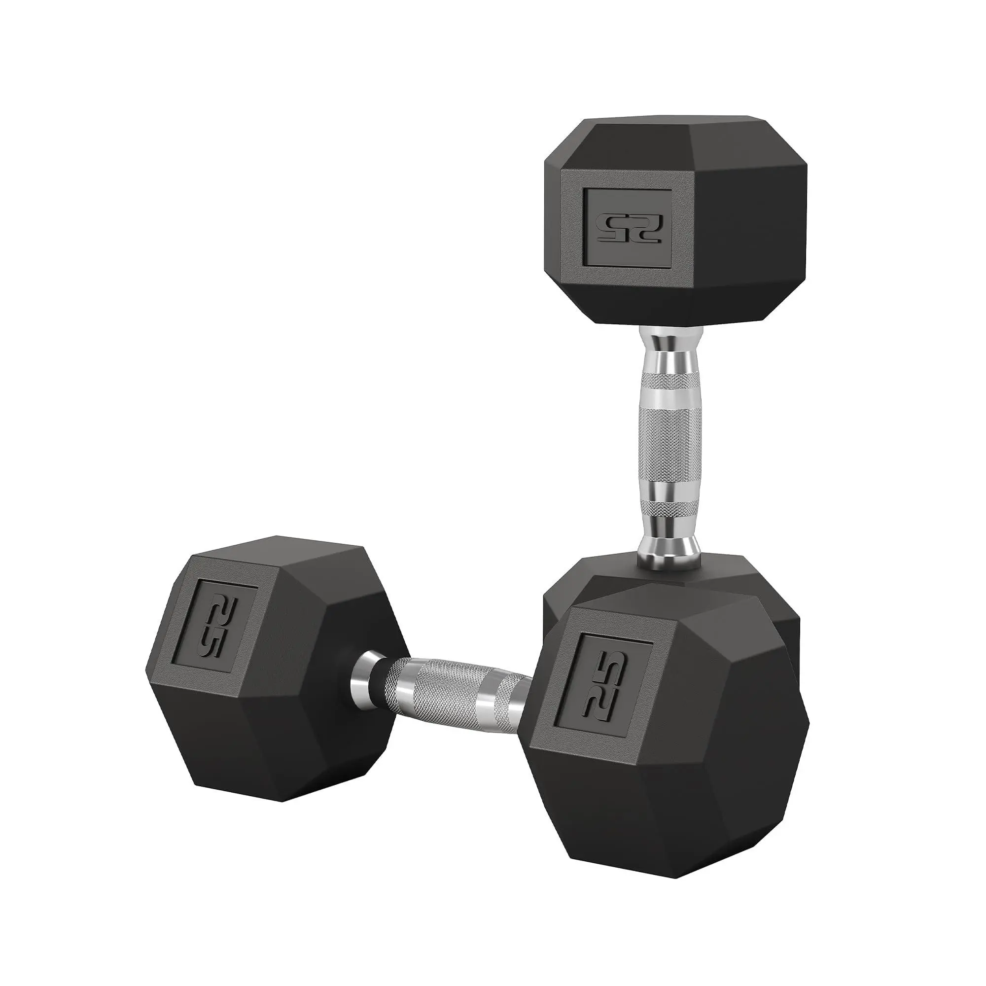 Hexagon Dumbbell Set of 2 (5-50 LB) - Rubber Encased Cast Iron, Textured Handles Carbon Steel, Weight Lifting - Grip Strengthener, Hand Grip Builder - Home Gym Strength Training Free Weights