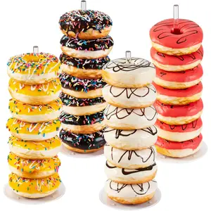 4PCS Acrylic Donut Display Stand Tower - Dessert Table Holder for Donuts Bagels & Doughnuts - Perfect for Parties Christmas Birthday & New Year