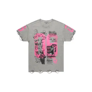Kammile Grey/Pink Oversized T-Shirt