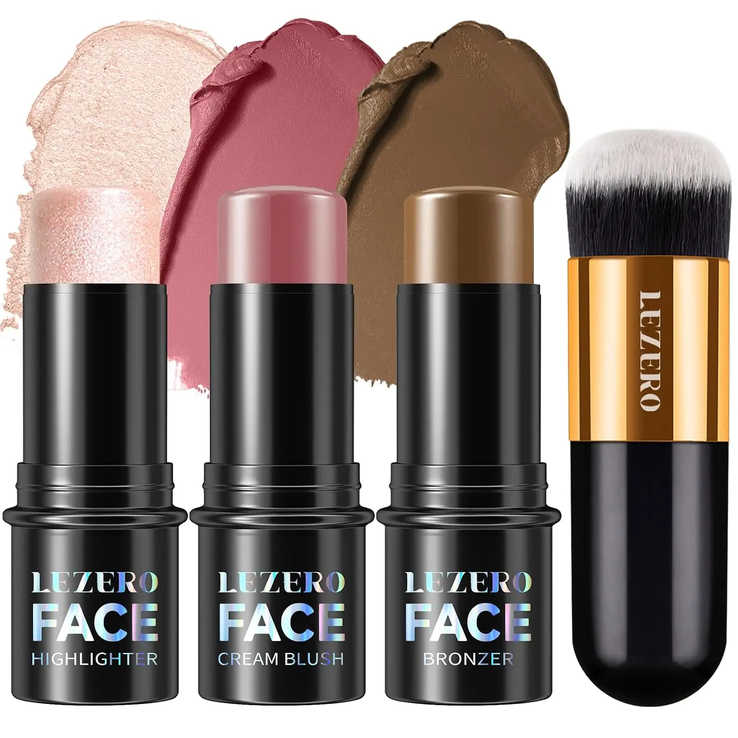 3Pcs Contour Stick Kit,Shades with Highlighter Blush Bronzer, LIGHT MEDIUM | Sculpt the Cheeks, Longwear Smooth Non-greasy Formula for All Skin Type, Dewy & Matte Finish