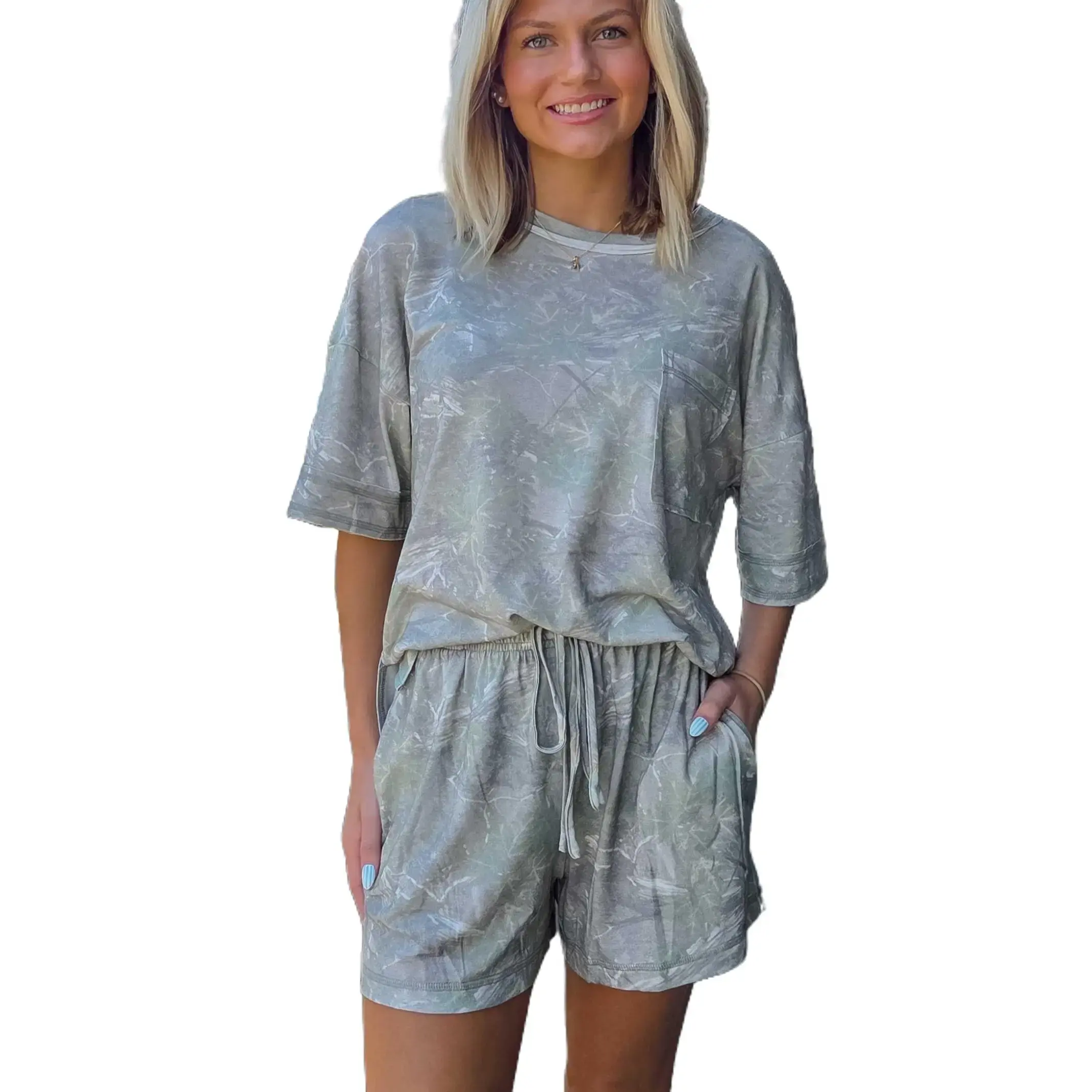 Women's Camo Shirt and Shorts Set