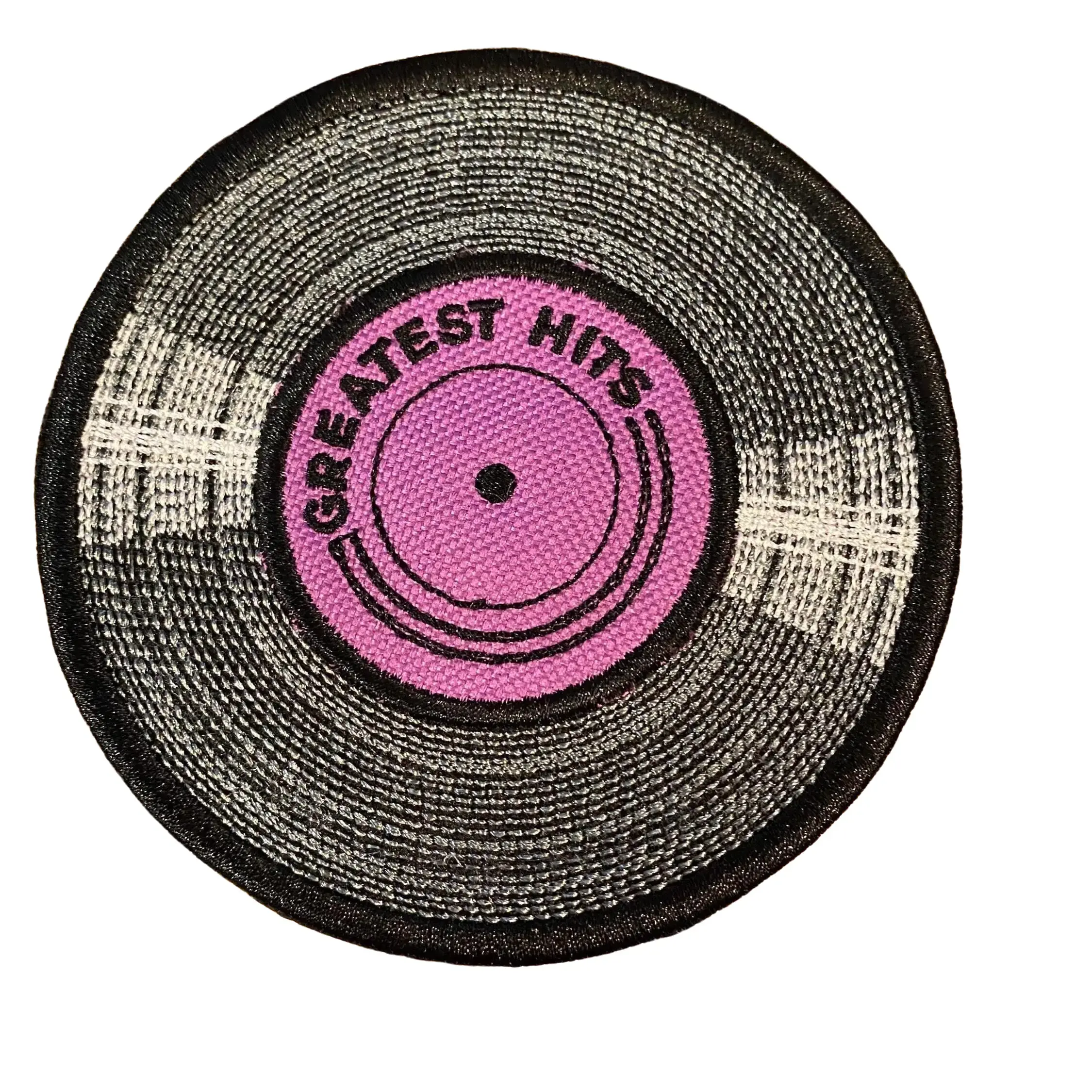 Vintage Vinyl Record Hook Backing Patch - 3.9x3.9", Sew-On/Iron-On, Easy-Apply Sewing Accessory for Music Enthusiasts, Wardrobe Fabric Customization