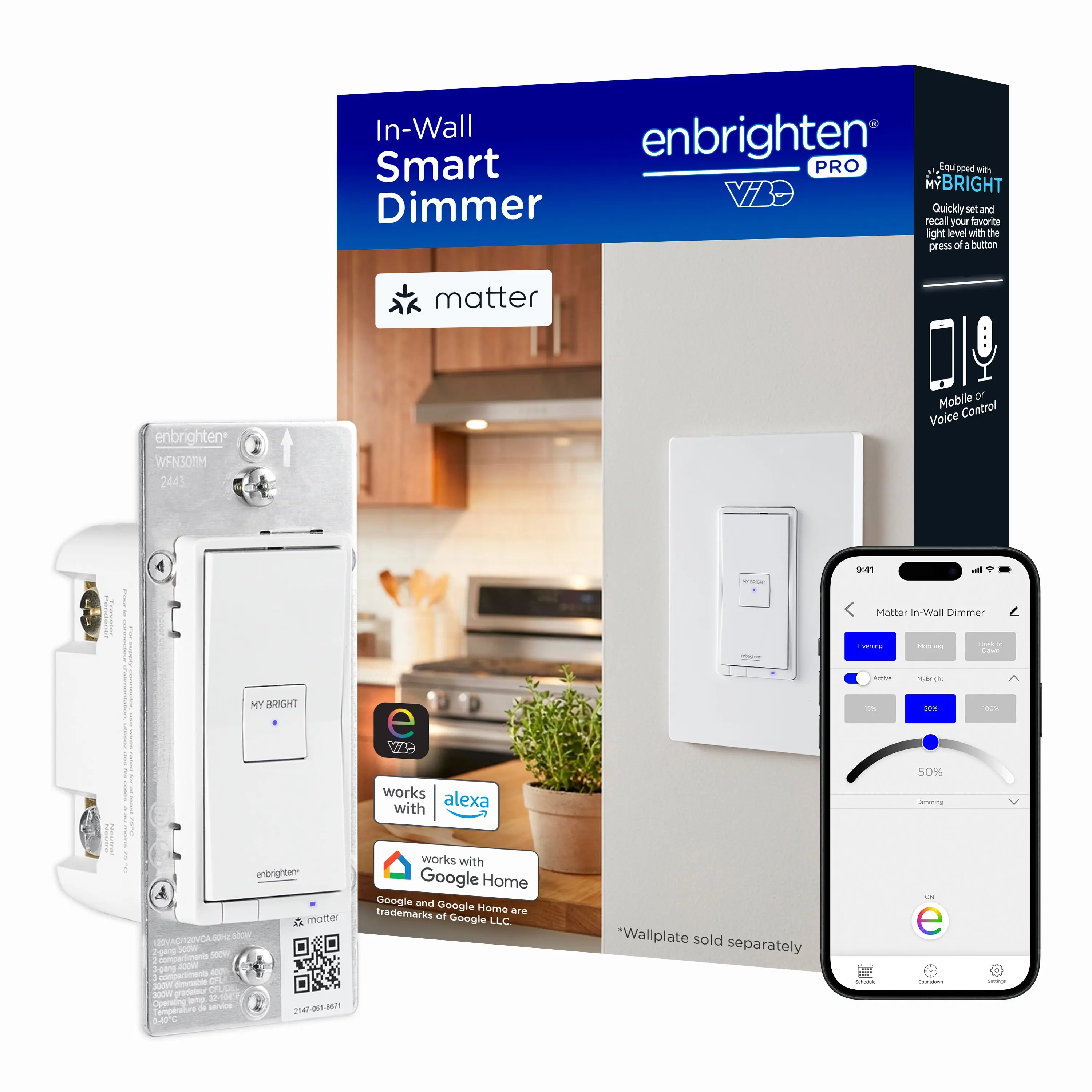 Enbrighten Pro In-Wall Wi-Fi Matter MyBright Smart Dimmer