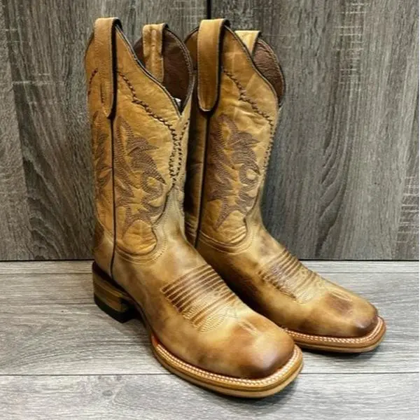 Men's Stylish White Diamond Sand-Design Rodeo Boots, Water-Proof Men's Shoe, Durable Footwear